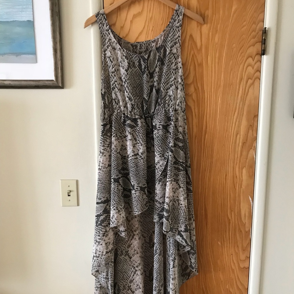 Sheer snake skin pattern high-low dress